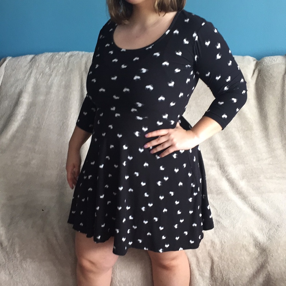 Black Dress with White Heart Pattern